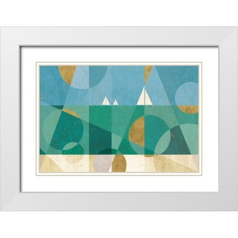 Seascape I White Modern Wood Framed Art Print with Double Matting by Charron, Veronique