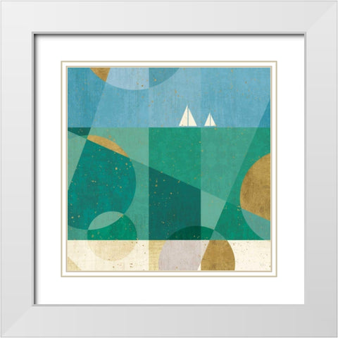 Seascape IV White Modern Wood Framed Art Print with Double Matting by Charron, Veronique