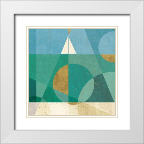 Seascape V White Modern Wood Framed Art Print with Double Matting by Charron, Veronique