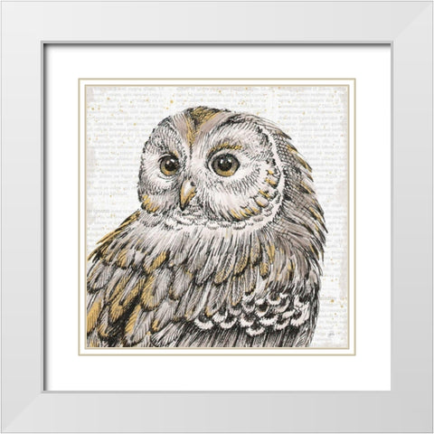Beautiful Owls I White Modern Wood Framed Art Print with Double Matting by Brissonnet, Daphne