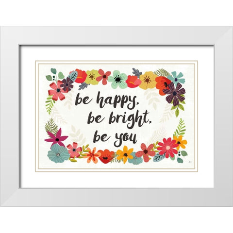 Words and Petals I White Modern Wood Framed Art Print with Double Matting by Aiken, Jess