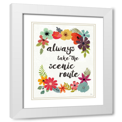 Words and Petals III White Modern Wood Framed Art Print with Double Matting by Aiken, Jess