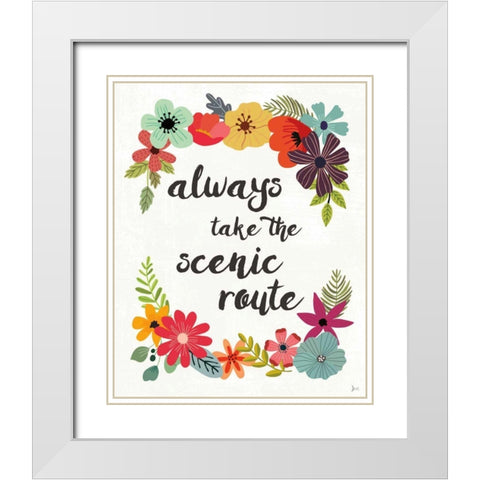 Words and Petals III White Modern Wood Framed Art Print with Double Matting by Aiken, Jess