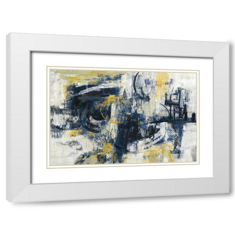 Graffiti Wall III Indigo Crop White Modern Wood Framed Art Print with Double Matting by Vassileva, Silvia