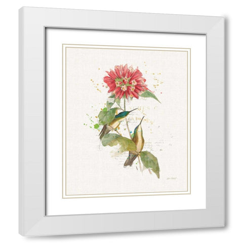 Colorful Hummingbirds I White Modern Wood Framed Art Print with Double Matting by Pertiet, Katie