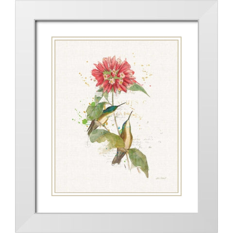Colorful Hummingbirds I White Modern Wood Framed Art Print with Double Matting by Pertiet, Katie