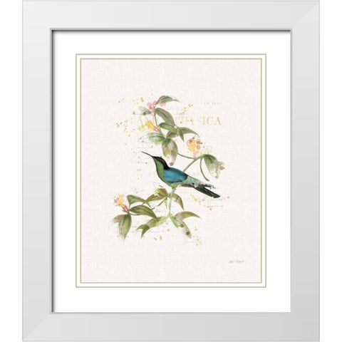 Colorful Hummingbirds IV White Modern Wood Framed Art Print with Double Matting by Pertiet, Katie
