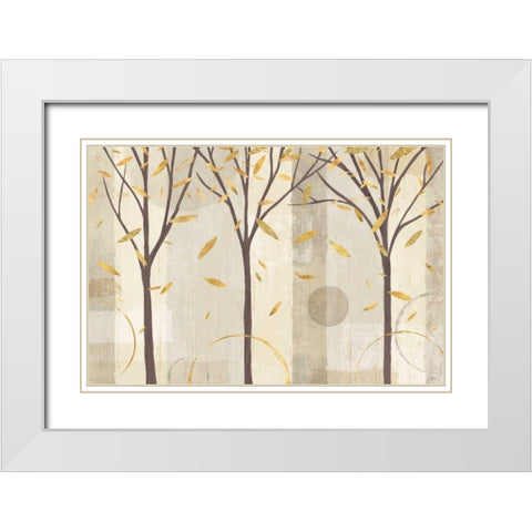 Watercolor Forest Gold II White Modern Wood Framed Art Print with Double Matting by Charron, Veronique
