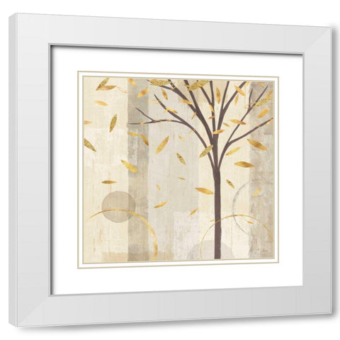 Watercolor Forest Gold III White Modern Wood Framed Art Print with Double Matting by Charron, Veronique