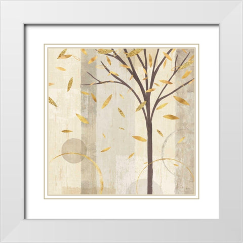Watercolor Forest Gold III White Modern Wood Framed Art Print with Double Matting by Charron, Veronique
