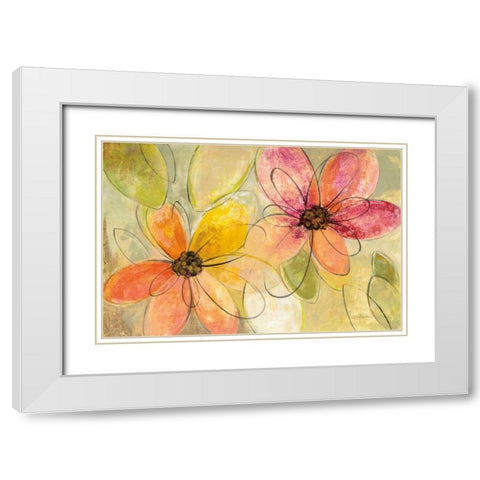 Neon Floral v2 White Modern Wood Framed Art Print with Double Matting by Vassileva, Silvia