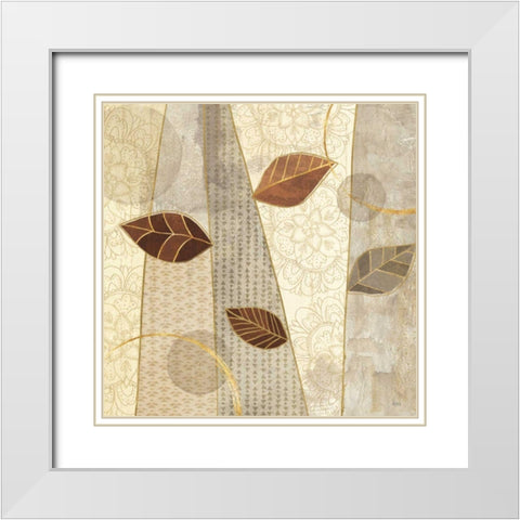 Bohemian Leaves II Neutral White Modern Wood Framed Art Print with Double Matting by Charron, Veronique