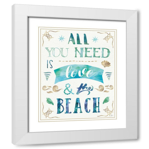 Love and the Beach I White Modern Wood Framed Art Print with Double Matting by Aiken, Jess