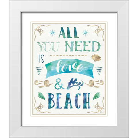 Love and the Beach I White Modern Wood Framed Art Print with Double Matting by Aiken, Jess