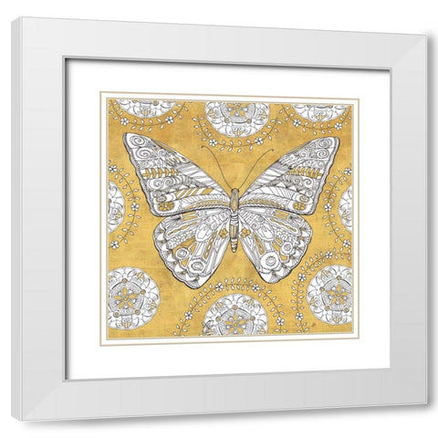 Color my World Butterfly I Gold White Modern Wood Framed Art Print with Double Matting by Brissonnet, Daphne