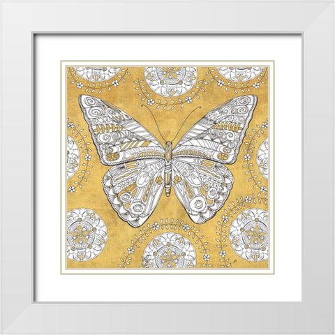 Color my World Butterfly I Gold White Modern Wood Framed Art Print with Double Matting by Brissonnet, Daphne