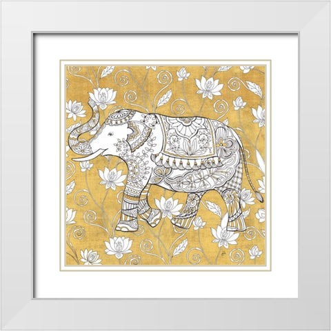 Color my World Elephant II Gold White Modern Wood Framed Art Print with Double Matting by Brissonnet, Daphne