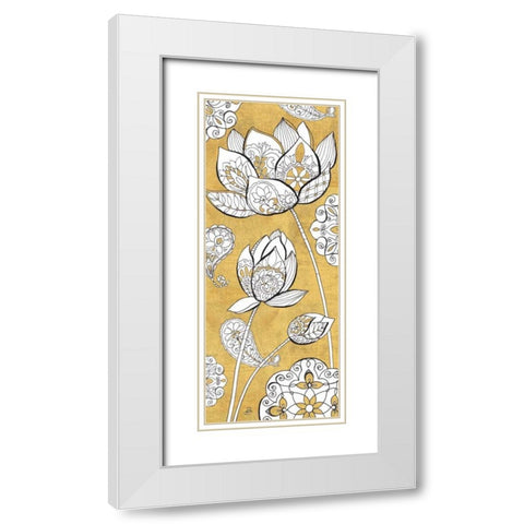 Color my World Lotus II Gold White Modern Wood Framed Art Print with Double Matting by Brissonnet, Daphne