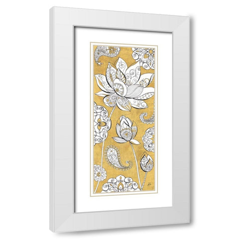 Color my World Lotus III Gold White Modern Wood Framed Art Print with Double Matting by Brissonnet, Daphne