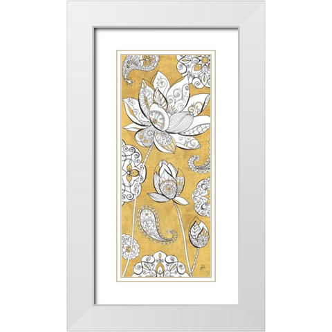 Color my World Lotus III Gold White Modern Wood Framed Art Print with Double Matting by Brissonnet, Daphne