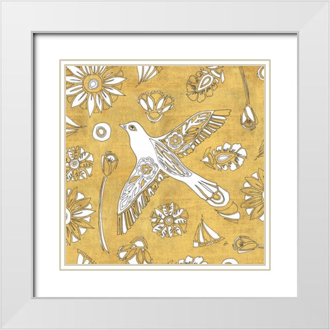 Color my World Nordic Woodcut I Gold White Modern Wood Framed Art Print with Double Matting by Brissonnet, Daphne
