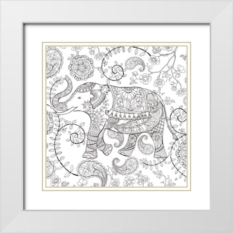 Color My World Elephant II Square White Modern Wood Framed Art Print with Double Matting by Brissonnet, Daphne