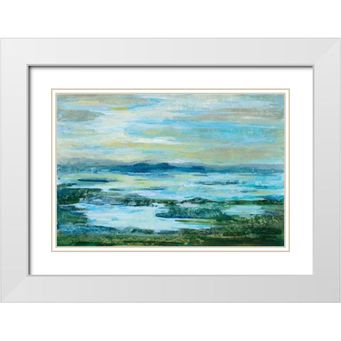 Northern Lake Green White Modern Wood Framed Art Print with Double Matting by Vassileva, Silvia