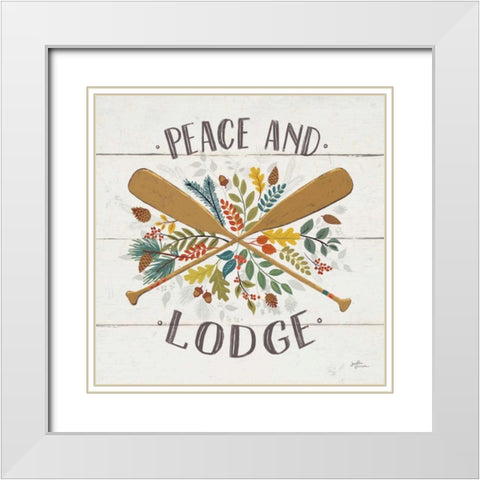 Peace and Lodge IV White Modern Wood Framed Art Print with Double Matting by Penner, Janelle