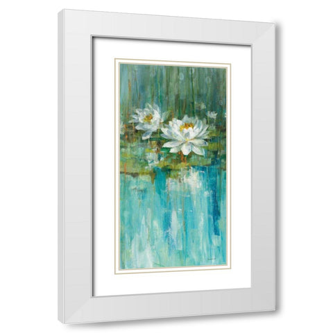 Water Lily Pond v2 II White Modern Wood Framed Art Print with Double Matting by Nai, Danhui