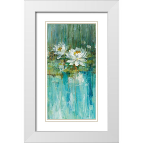 Water Lily Pond v2 II White Modern Wood Framed Art Print with Double Matting by Nai, Danhui