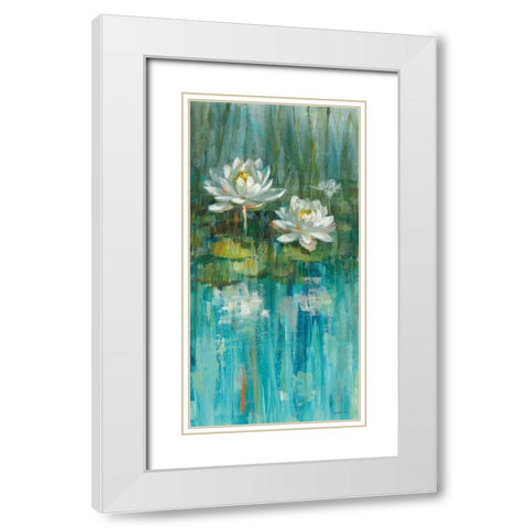 Water Lily Pond v2 III White Modern Wood Framed Art Print with Double Matting by Nai, Danhui
