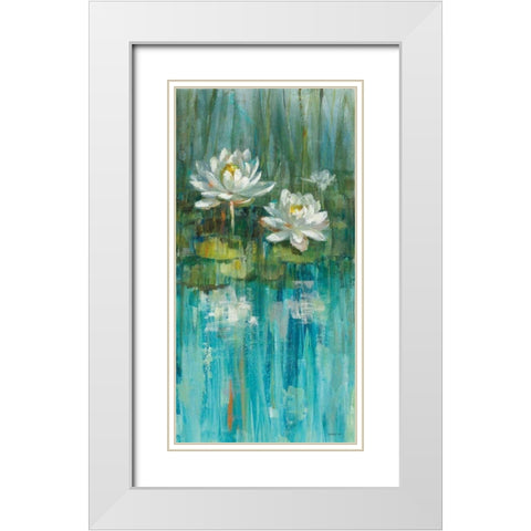 Water Lily Pond v2 III White Modern Wood Framed Art Print with Double Matting by Nai, Danhui