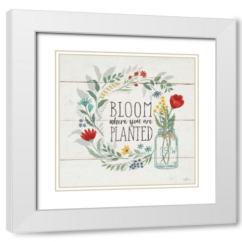 Blooming Thoughts III White Modern Wood Framed Art Print with Double Matting by Penner, Janelle