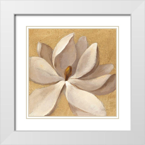 Sunset Flower I on Gold White Modern Wood Framed Art Print with Double Matting by Vassileva, Silvia