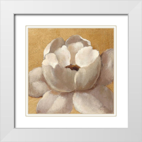 Sunset Flower II on Gold White Modern Wood Framed Art Print with Double Matting by Vassileva, Silvia