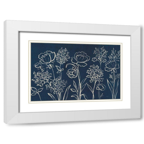 Indigo Floral I White Modern Wood Framed Art Print with Double Matting by Vassileva, Silvia
