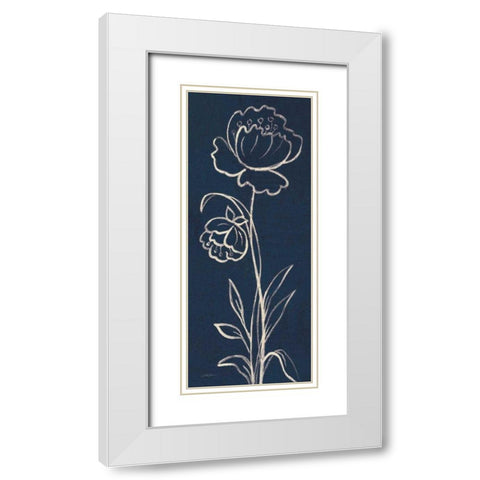 Indigo Floral II White Modern Wood Framed Art Print with Double Matting by Vassileva, Silvia