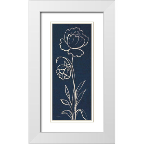 Indigo Floral II White Modern Wood Framed Art Print with Double Matting by Vassileva, Silvia