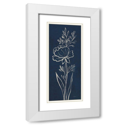 Indigo Floral III White Modern Wood Framed Art Print with Double Matting by Vassileva, Silvia