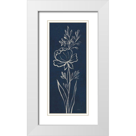 Indigo Floral III White Modern Wood Framed Art Print with Double Matting by Vassileva, Silvia
