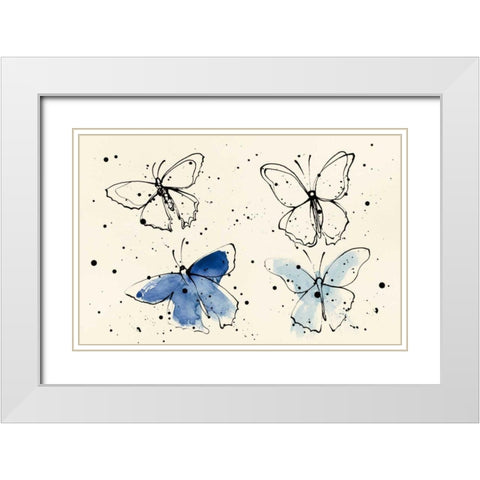 Butterfly Element VI White Modern Wood Framed Art Print with Double Matting by Novak, Shirley