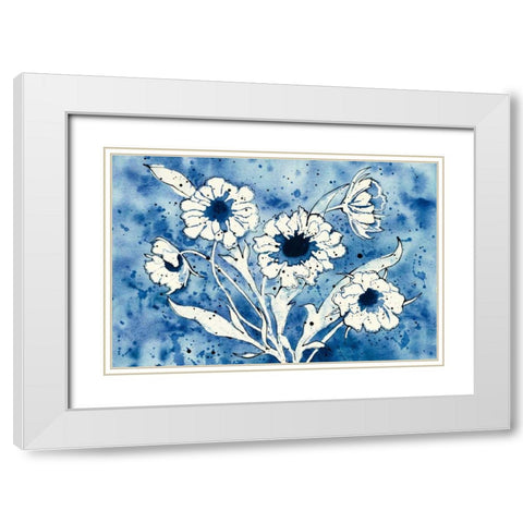 Batik Flowers Crop White Modern Wood Framed Art Print with Double Matting by Novak, Shirley