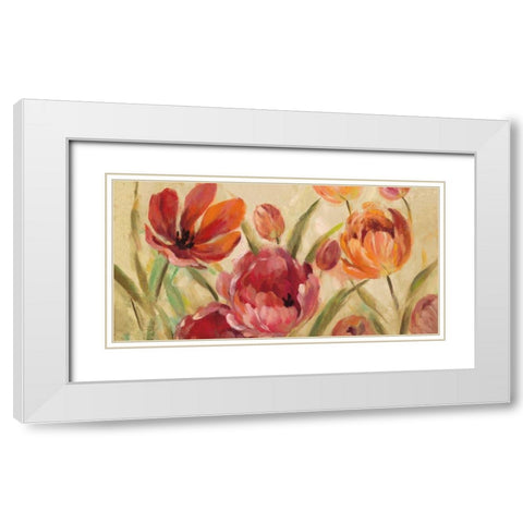 Expressive Tulips Neutral v2 White Modern Wood Framed Art Print with Double Matting by Vassileva, Silvia