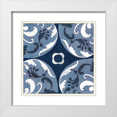 Coast Lines II Indigo and Cream White Modern Wood Framed Art Print with Double Matting by Vassileva, Silvia