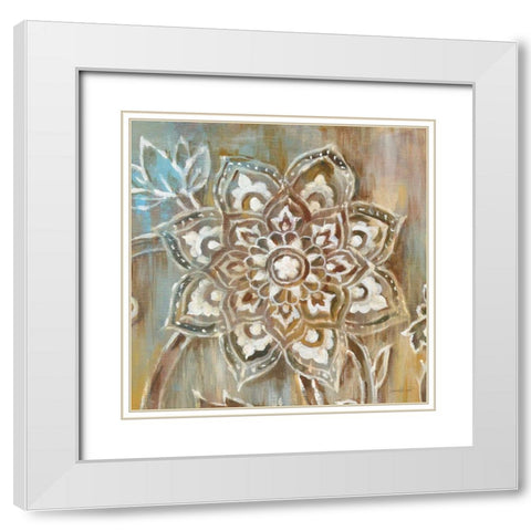 Henna II White Modern Wood Framed Art Print with Double Matting by Nai, Danhui