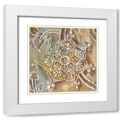 Henna III White Modern Wood Framed Art Print with Double Matting by Nai, Danhui