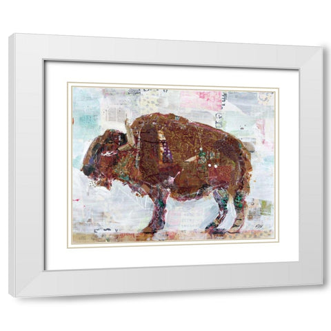 El Buffalo Brown Crop White Modern Wood Framed Art Print with Double Matting by Day, Kellie