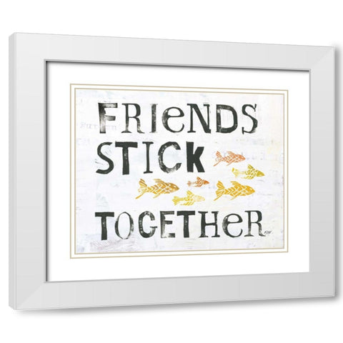 Friends Stick Together White Modern Wood Framed Art Print with Double Matting by Day, Kellie