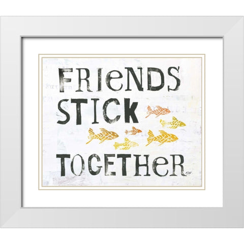 Friends Stick Together White Modern Wood Framed Art Print with Double Matting by Day, Kellie