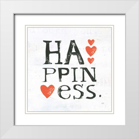 Happiness White Modern Wood Framed Art Print with Double Matting by Day, Kellie